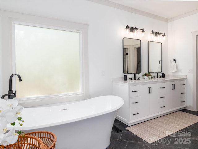 207 Windsor Greene Dr, Monroe, NC 28110 - bathroom with a sink, double vanity, and a soaking tub