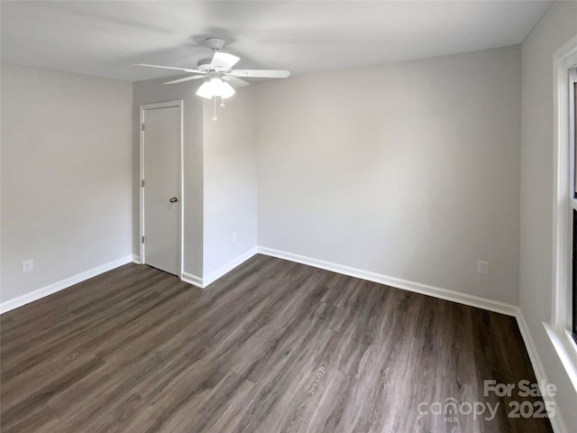 510 Newport Dr, Salisbury, NC 28144 - empty room featuring dark wood finished floors, baseboards, and ceiling fan