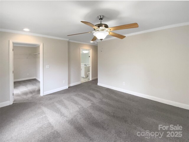 510 Newport Dr, Salisbury, NC 28144 - carpeted empty room with recessed lighting, baseboards, ceiling fan, and crown molding
