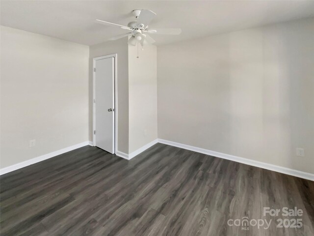 510 Newport Dr, Salisbury, NC 28144 - empty room with dark wood-style floors, baseboards, and a ceiling fan