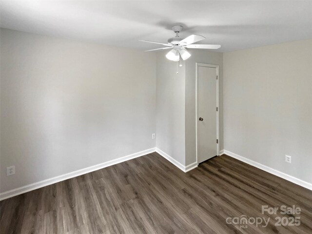 510 Newport Dr, Salisbury, NC 28144 - unfurnished room featuring dark wood-style floors, baseboards, and ceiling fan