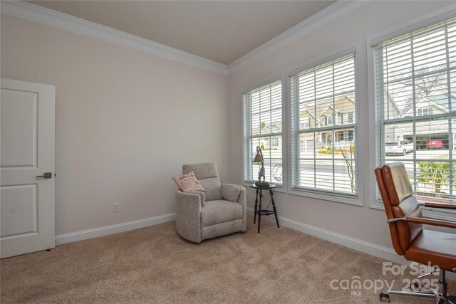 1638 Sweetmoss Loop, Denver, NC 28037 - living area featuring crown molding and light colored carpet