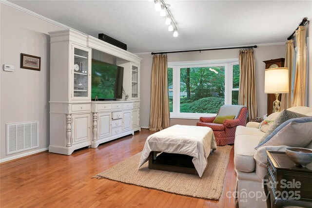 95 Ridgewood Pl, Brevard, NC 28712 - living area featuring light wood-style flooring, crown molding, and baseboards