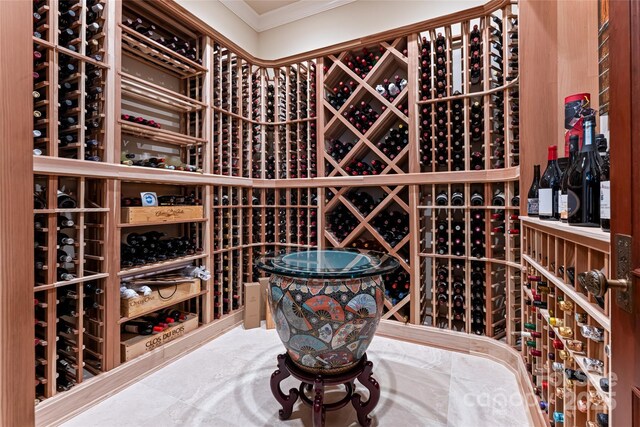 wine cellar with ornamental molding