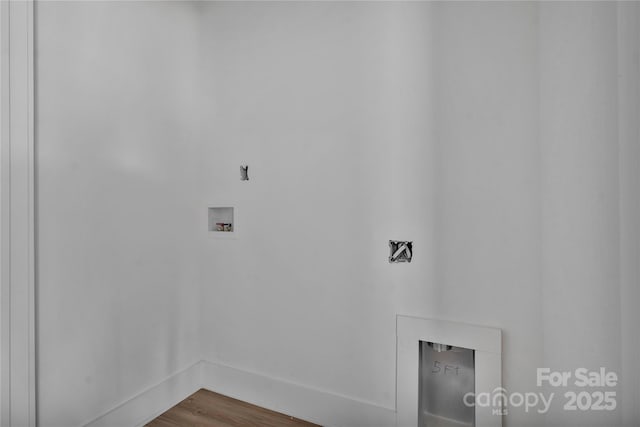 513 Harrel St, Salisbury, NC 28144 - laundry area featuring hookup for a washing machine, dark wood-style floors, and baseboards