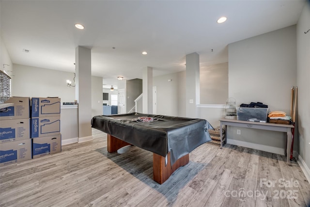 10071 Highland Creek Cir, Indian Land, SC 29707 - recreation room featuring pool table, wood finished floors, ceiling fan, and baseboards