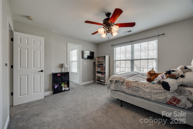 10071 Highland Creek Cir, Indian Land, SC 29707 - carpeted bedroom featuring baseboards, a ceiling fan, and visible vents
