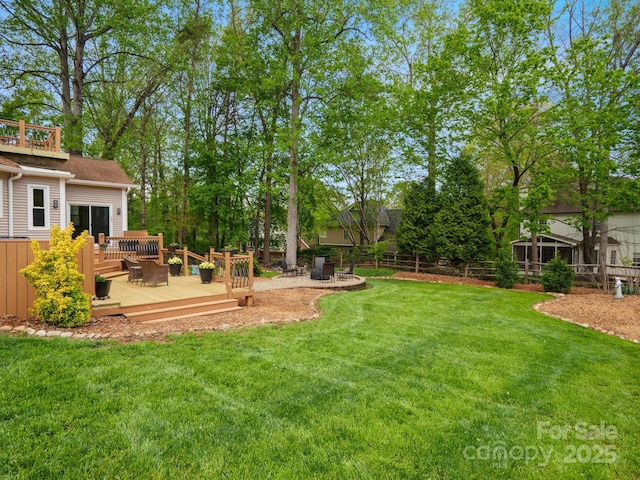 9009 Stourbridge Dr, Huntersville, NC 28078 - view of yard with a wooden deck