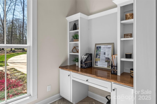 office area with built in study area