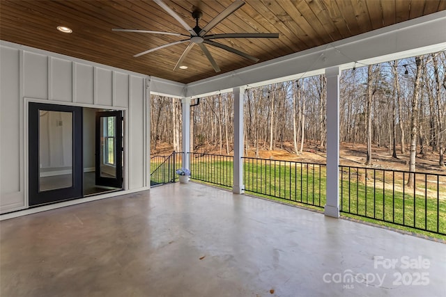 view of unfurnished sunroom