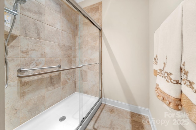 7909 Parknoll Dr, Huntersville, NC 28078 - bathroom with a shower stall and baseboards