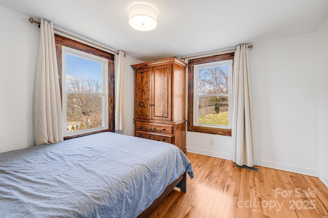 323 Emma Rd, Asheville, NC 28806 - bedroom featuring baseboards, multiple windows, and light wood-type flooring
