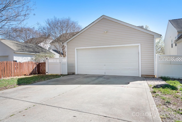 detached garage with fence