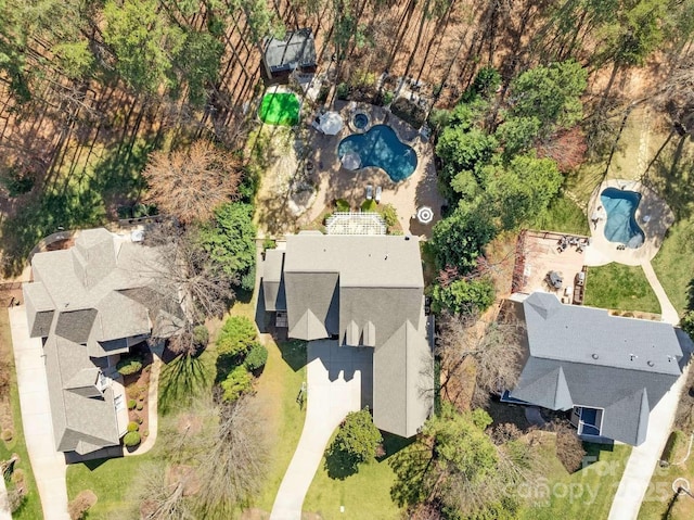 4536 Rustling Woods Dr, Denver, NC 28037 - aerial overview of property's location featuring a pool area
