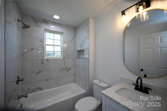 621 Cauthen St, Rock Hill, SC 29730 - bathroom featuring vanity, toilet, and shower / washtub combination
