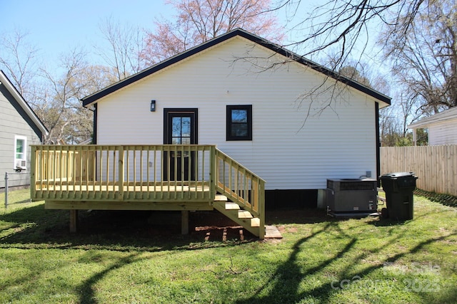 621 Cauthen St, Rock Hill, SC 29730 - rear view of house featuring central air condition unit and a wooden deck