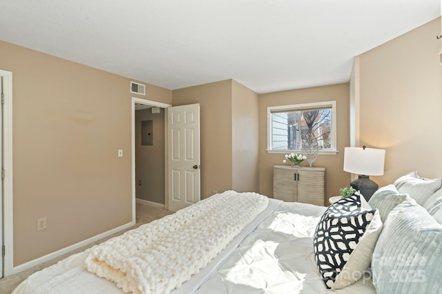 419 W 8th St, Charlotte, NC 28202 - carpeted bedroom with electric panel, baseboards, and visible vents