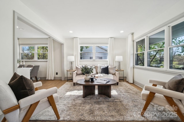 1749 Archdale Dr, Charlotte, NC 28210 - living room with light wood-style flooring and recessed lighting