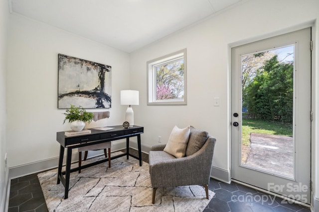 1749 Archdale Dr, Charlotte, NC 28210 - home office featuring ornamental molding and baseboards
