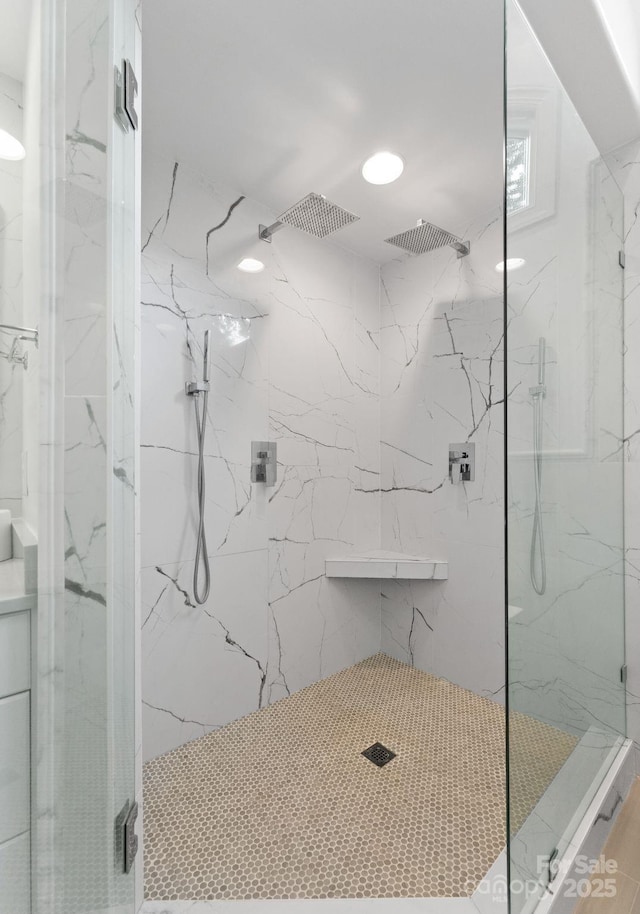 102 Stone Point Ct, Mooresville, NC 28117 - bathroom with a marble finish shower