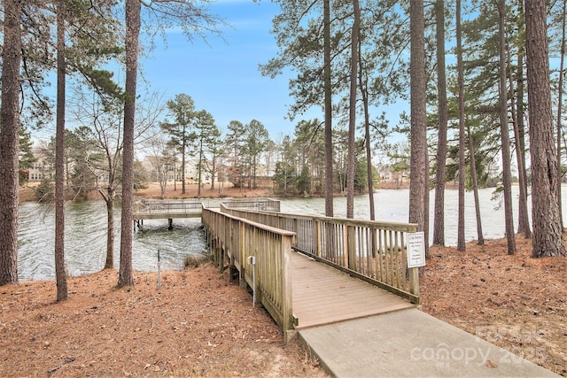 deck with a water view