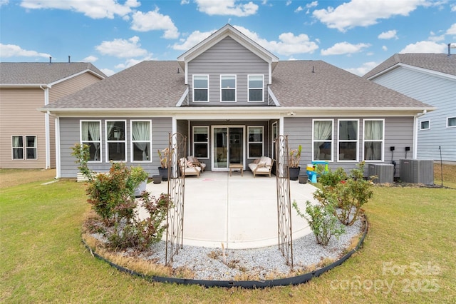 7900 Creek Park Dr Unit 109, Denver, NC 28037 - rear view of house featuring a patio, roof with shingles, central air condition unit, and a yard