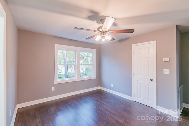 6282 Richburg Rd, Great Falls, SC 29055 - spare room featuring baseboards, dark wood-type flooring, and ceiling fan