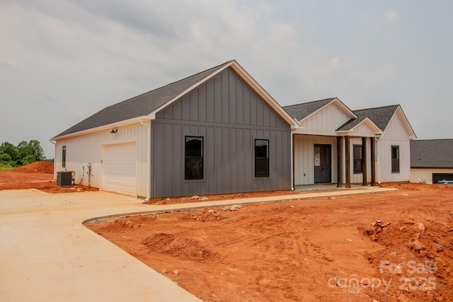 1370 Coppergate Dr, Salisbury, NC 28147 - modern inspired farmhouse with a garage, board and batten siding, a shingled roof, and concrete driveway