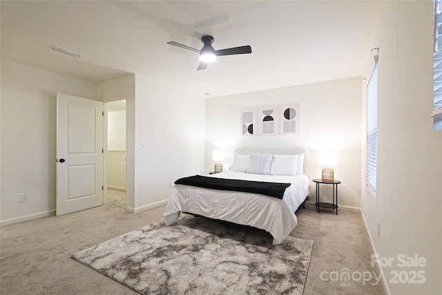 13024 Suncreek Ter, Charlotte, NC 28214 - bedroom featuring visible vents, carpet flooring, baseboards, and ceiling fan