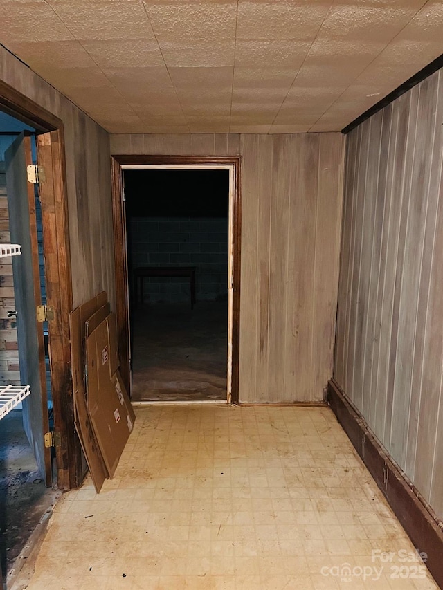 3232 Wilson Heights Dr, Hildebran, NC 28637 - spare room with light floors, wood walls, and a fireplace