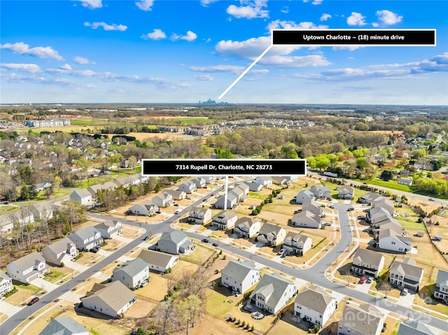 aerial view with a residential view