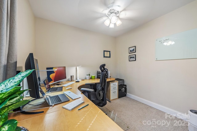 7025 Ridgeway Rd, Stanley, NC 28164 - home office featuring a ceiling fan and baseboards