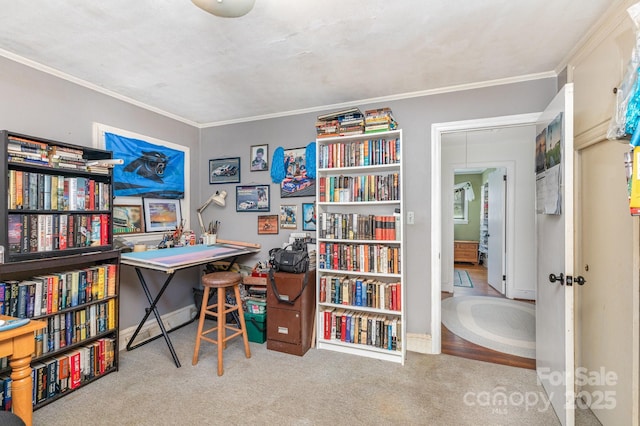 1041 Cutler Pl, Charlotte, NC 28212 - home office with ornamental molding and carpet