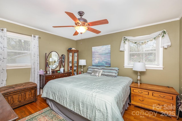 1041 Cutler Pl, Charlotte, NC 28212 - bedroom featuring a ceiling fan, wood finished floors, and crown molding