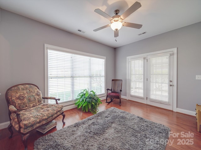 4118 Compostela Ct, Monroe, NC 28110 - sitting room with wood finished floors, baseboards, ceiling fan, and visible vents