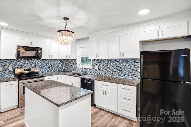 6628 Cool Water Ct, Charlotte, NC 28215 - kitchen featuring black appliances, a sink, and white cabinetry