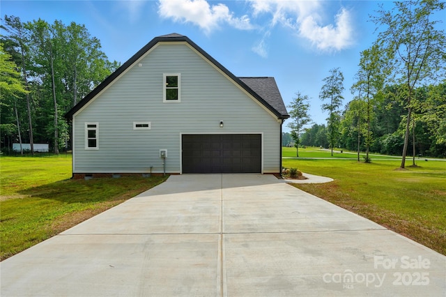 409 Henry Chapel Rd, Belmont, NC 28012 - view of home's exterior with a yard, crawl space, concrete driveway, and an attached garage