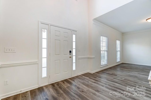 10434 Henbane Ct, Charlotte, NC 28213 - entryway with crown molding, wood finished floors, and baseboards