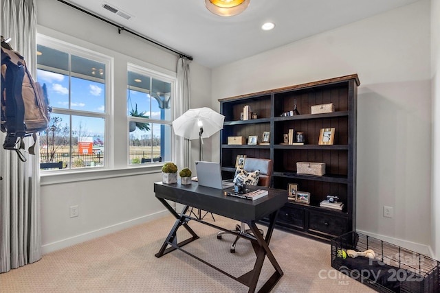 411 Sunharvest Ln, Indian Trail, NC 28079 - office space featuring visible vents, recessed lighting, baseboards, and carpet floors