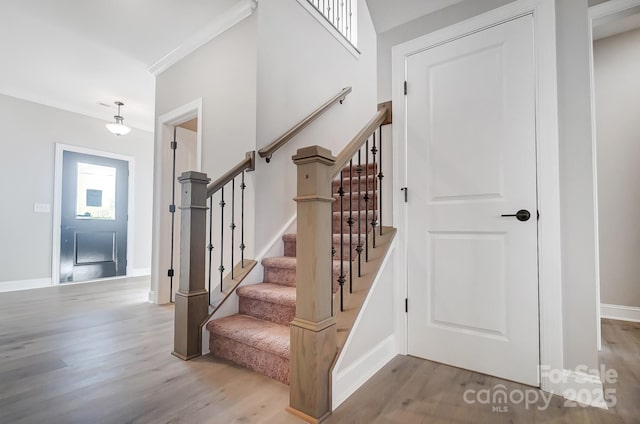 522 Fern Hill Rd Unit 17, Mooresville, NC 28117 - stairway with wood finished floors and baseboards
