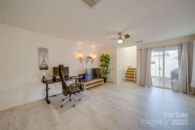 746 Elders Story Rd, Fort Mill, SC 29708 - office space with visible vents, light wood-style flooring, and a ceiling fan