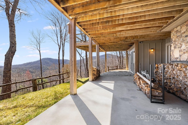 315 Jocassee Trl, Sapphire, NC 28774 - view of patio / terrace with fence and a mountain view
