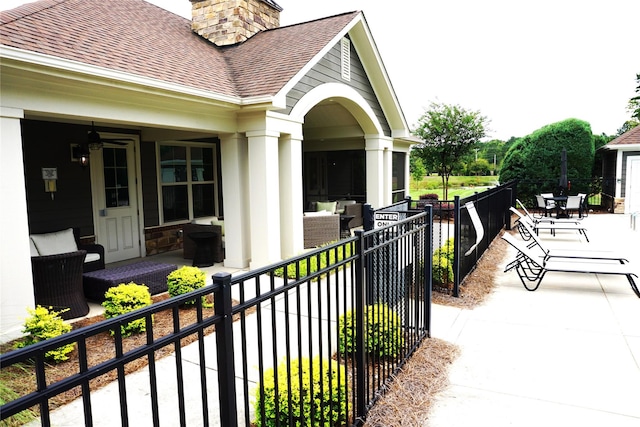 1112 Avalon Pl, Stallings, NC 28104 - view of patio featuring outdoor lounge area and a ceiling fan