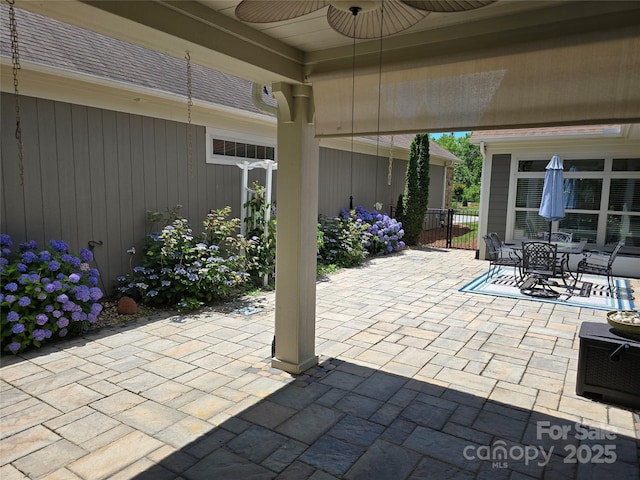 1112 Avalon Pl, Stallings, NC 28104 - view of patio featuring a ceiling fan and outdoor dining area