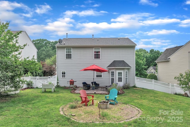 1017 Chalk Hill Ln, Charlotte, NC 28214 - rear view of house featuring an outdoor fire pit, a patio area, and a gate