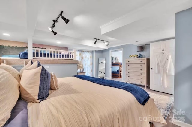 bedroom with rail lighting