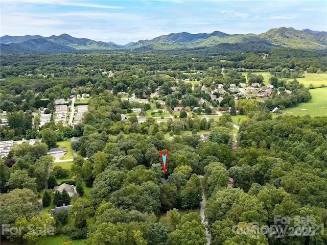 aerial view with a mountain view