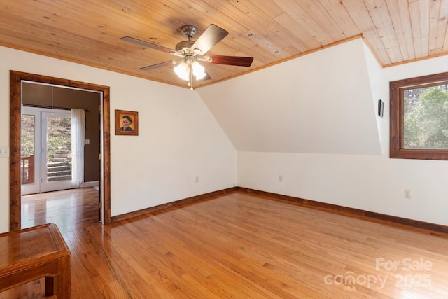 1506 Lynn Rd, Columbus, NC 28722 - bonus room featuring wooden ceiling, light wood-type flooring, a ceiling fan, and vaulted ceiling