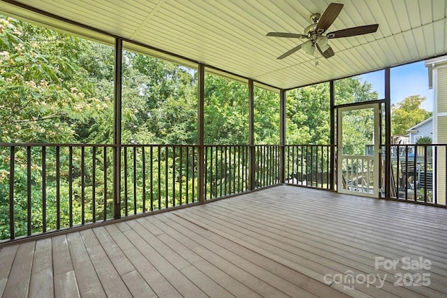 5807 Mctaggart Ln, Charlotte, NC 28269 - unfurnished sunroom with ceiling fan