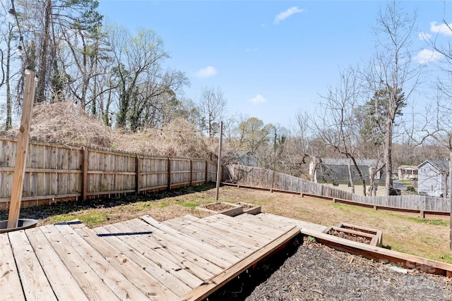 5501 Joyce Dr, Charlotte, NC 28215 - wooden terrace with a fenced backyard